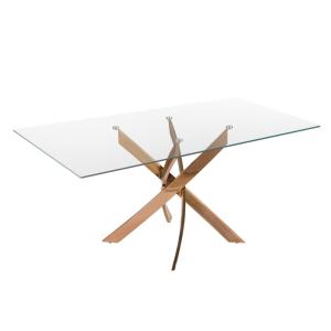 Table de salle à manger rectangulaire en verre trempé et ac…