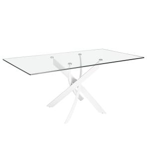 Table de salle à manger rectangulaire , Verre  Blanc– 160x9…
