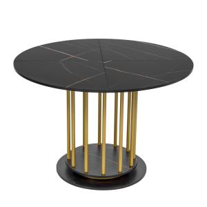 Table de salle à manger ronde design marbre noir