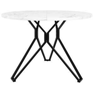 Table de salle à manger ronde effet marbre blanc pieds noir…