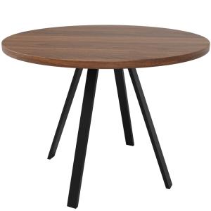 Table de salle à manger ronde rétro effet noyer 80x80x75cm