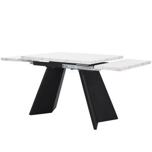 Table de salle à manger table extensible effet marbre blanc