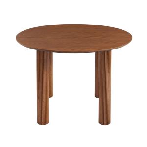 Table de séjour ronde placage chêne couleur noyer 115 cm