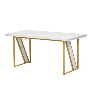 Table de table à manger effet marbre blanc structure doré 1…
