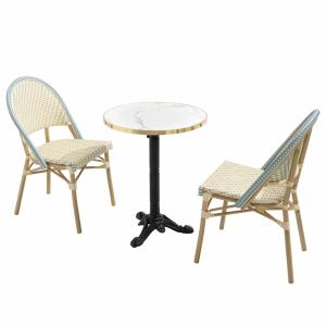 Table de terrasse 60cm inclinable marbre blanc et 2 chaises…