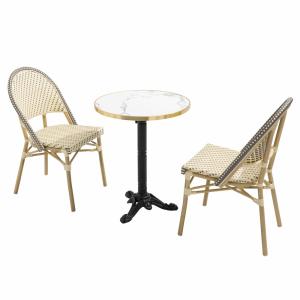 Table de terrasse 60cm inclinable marbre blanc et 2 chaises…