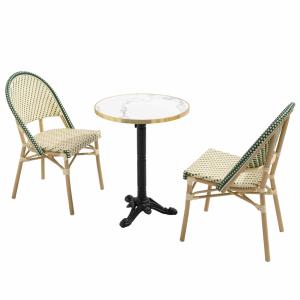 Table de terrasse 60cm inclinable marbre blanc et 2 chaises…