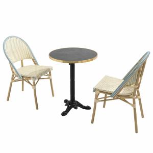 Table de terrasse 60cm inclinable marbre noir et 2 chaises…