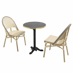 Table de terrasse 60cm inclinable marbre noir et 2 chaises…