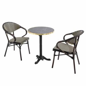 Table de terrasse 60cm inclinable marbre noir et 2 chaises…