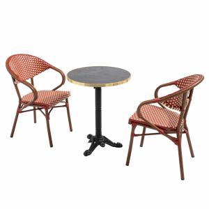 Table de terrasse 60cm inclinable marbre noir et 2 chaises…