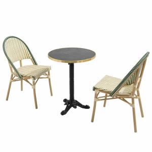 Table de terrasse 60cm inclinable marbre noir et 2 chaises…