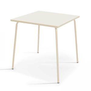 Table de terrasse carrée en métal ivoire 70cm