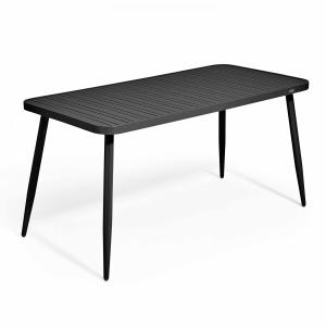 Table de terrasse rectangulaire en aluminium noir