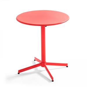 Table de terrasse ronde bistro inclinable en acier rouge