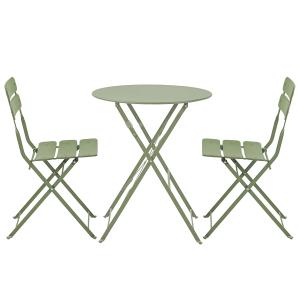 Table de terrasse ronde pliante et 2 chaises pliantes vert…