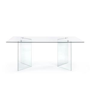 Table design rectangulaire en verre L180
