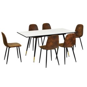 Table effet marbre extensible   6 chaises vintage suédine m…