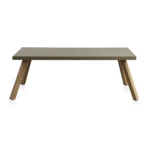 Table en acacia avec plateau en ciment gris clair 200x90 cm