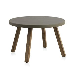 Table en acacia avec plateau en ciment gris clair, diamètre…