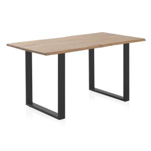 Table en acacia massif 140 x 80 cm avec pieds en métal noir