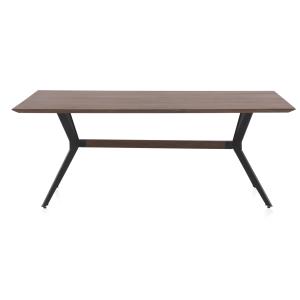 Table en acacia massif 200 x 100 cm avec pieds en métal noi…