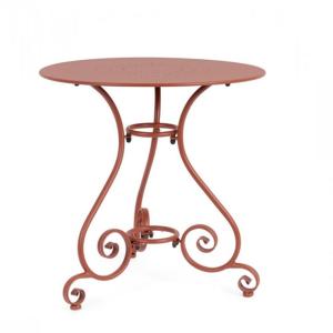 Table en acier rouge Ø70 cm