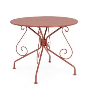 Table en acier rouge Ø90 cm