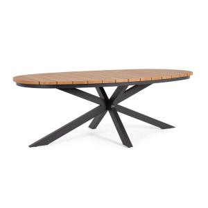 Table en aluminium anthracite 218x115 avec lattes effet bois