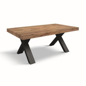 Table en bois, chêne rustique pieds en X en bois anthracite…