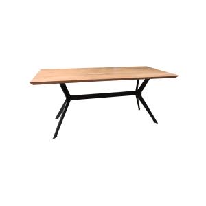 Table en bois d'acacia et pieds en métal noir 180cm