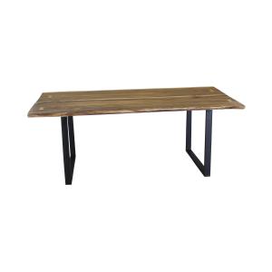 Table en bois d'acacia et pieds en métal noir 200cm