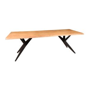 Table en bois d'acacia et pieds en métal noir 230cm