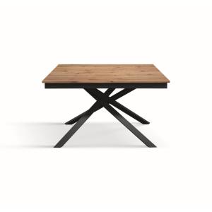 Table en bois, effet chêne, base anthracite, ext.120x80-170…