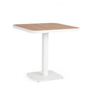 Table en bois et structure en aluminium blanc 75x75 cm