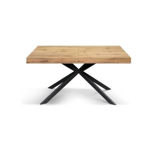 Table en bois, finition chêne, base anthracite X, extensibl…