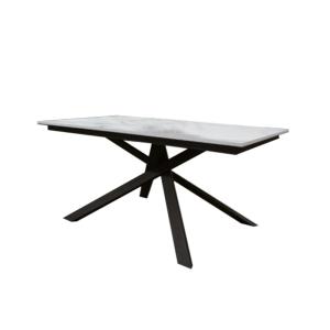 Table en bois finition marbre blanc, base anthracite extens…