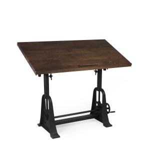 Table en bois marron et métal noir L 130 cm