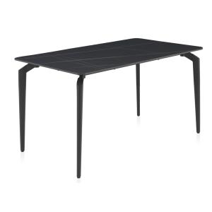 Table en céramique noire avec pieds en métal noir 140x81