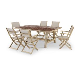 Table en céramique terre cuite 205x105 et 6 chaises textile…