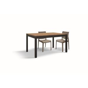 Table en chêne rustique, métal anthracite 110 × 70 – 160 ×…