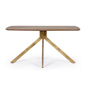 Table en manguier et pied laqué laiton L150