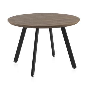 Table en mélamine effet bois de chêne avec pieds en métal 1…