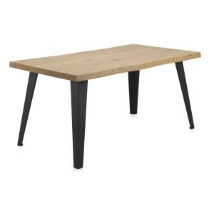 Table en mélamine effet frêne avec pieds en métal 160x90