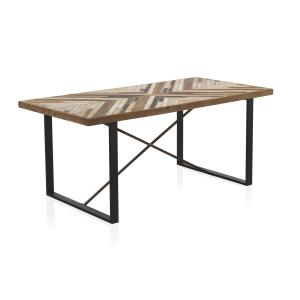 Table en panneaux de fibres avec placage d'épicéa 180x90