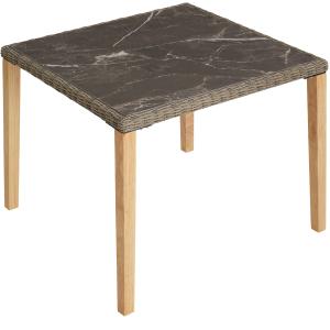 Table en rotin cadre Aluminium et Bois 935x935x75cm marron…