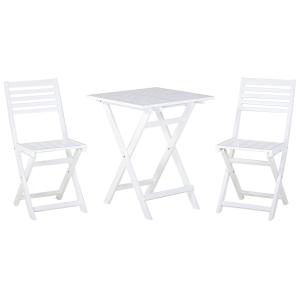 Table et 2 chaises de jardin blanches en bois