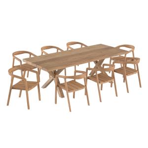 Table et chaises de jardin 8-10 personnes en teck massif