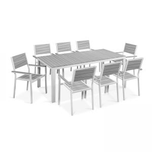 Table et chaises de jardin aluminium et polywood 8 places g…
