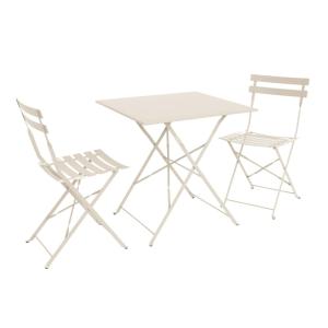 Table et chaises de jardin pliables 70 x 70cm, beige